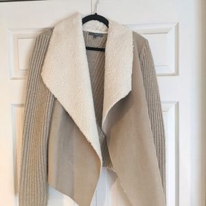 Faux suede, sherpa, knit jacket
